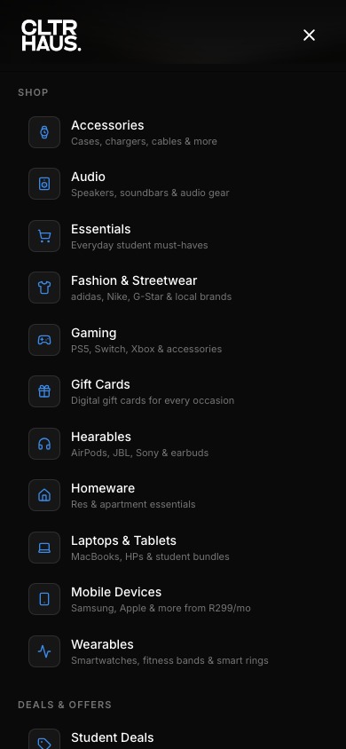 Mobile Navigation screen