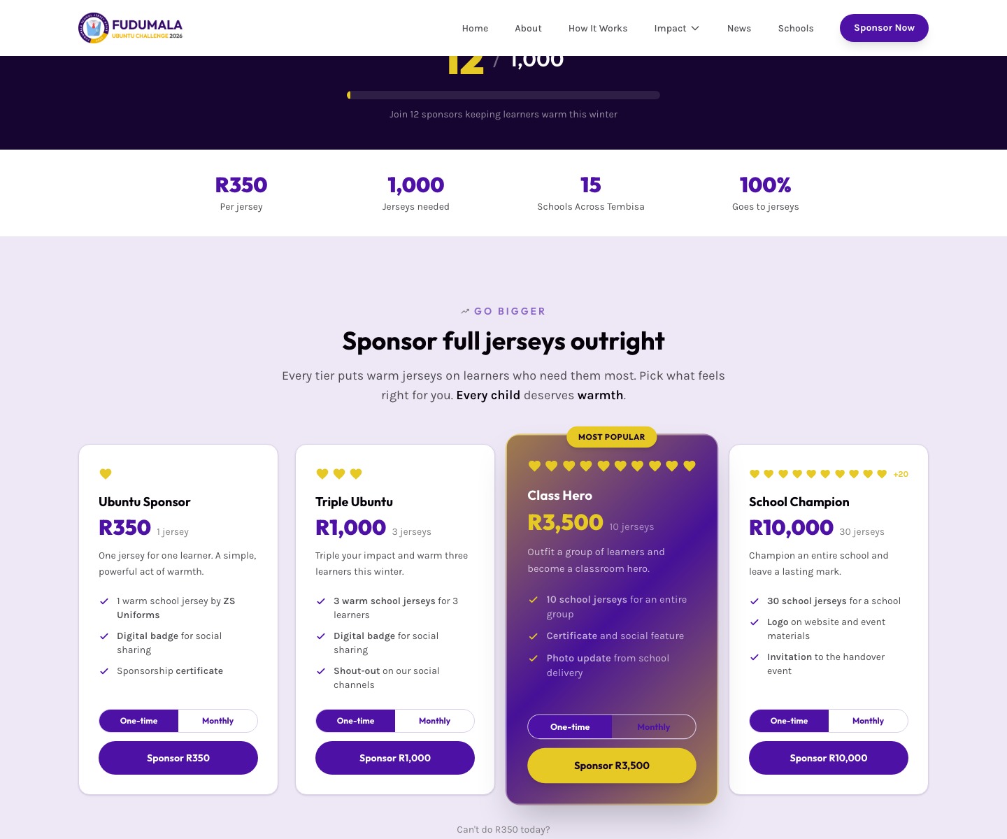 Live Counter and Sponsor Tiers screen