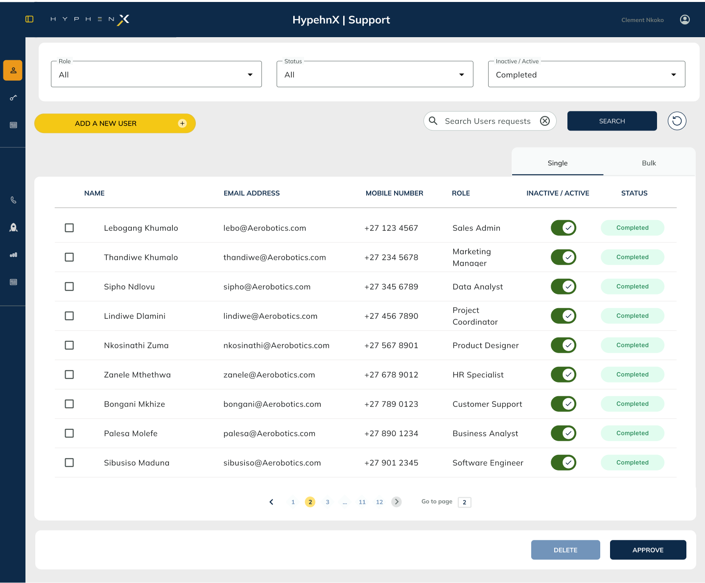 AVS User Migration screen