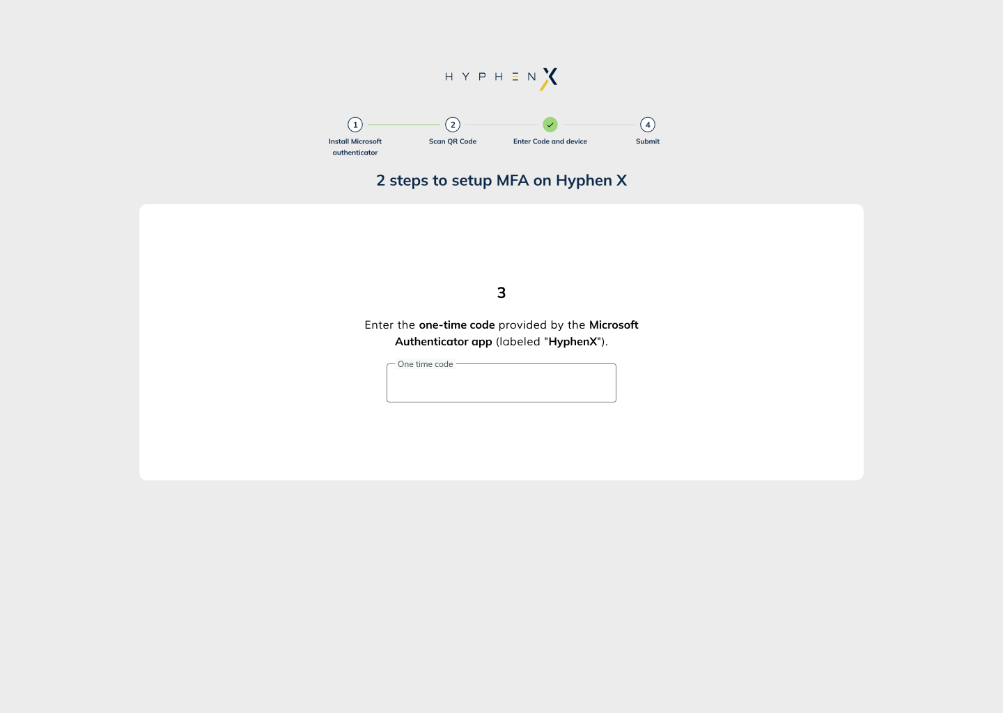 Multi-Factor Authentication screen