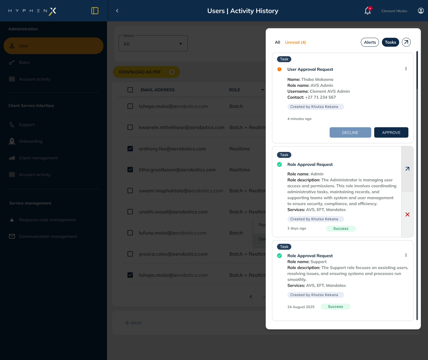 Notification Centre screen