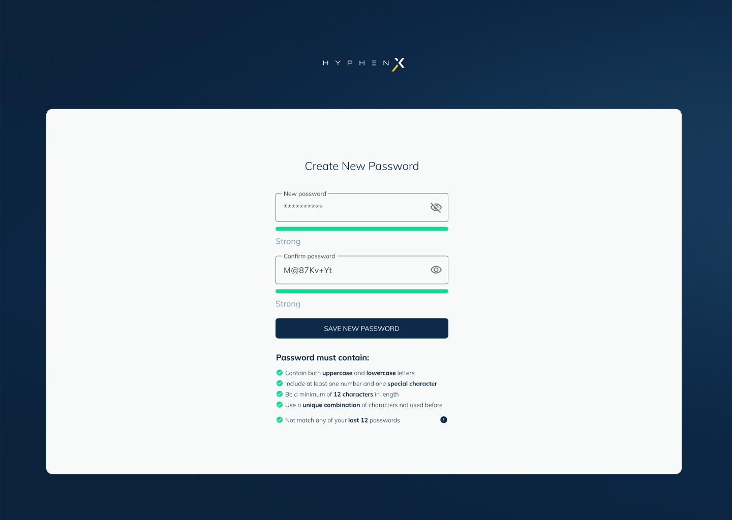 Password Reset screen
