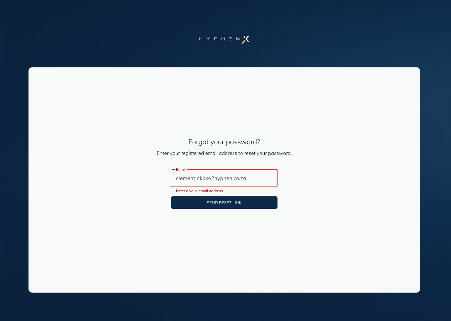 Password Reset screen