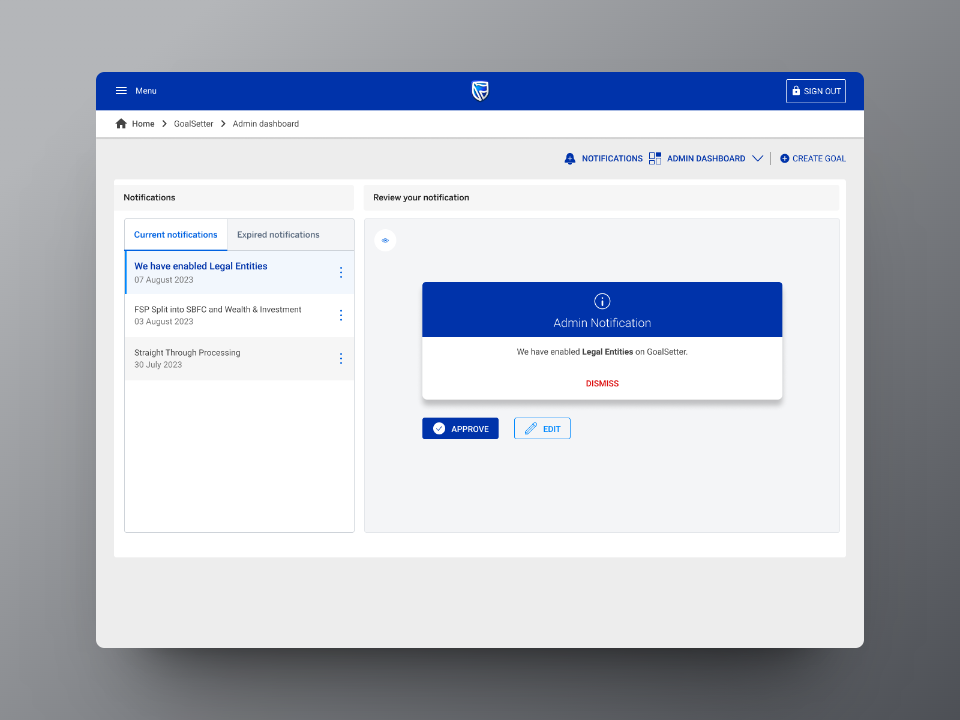 Standard Bank Group, Goalsetter | Notifications Centre gallery image