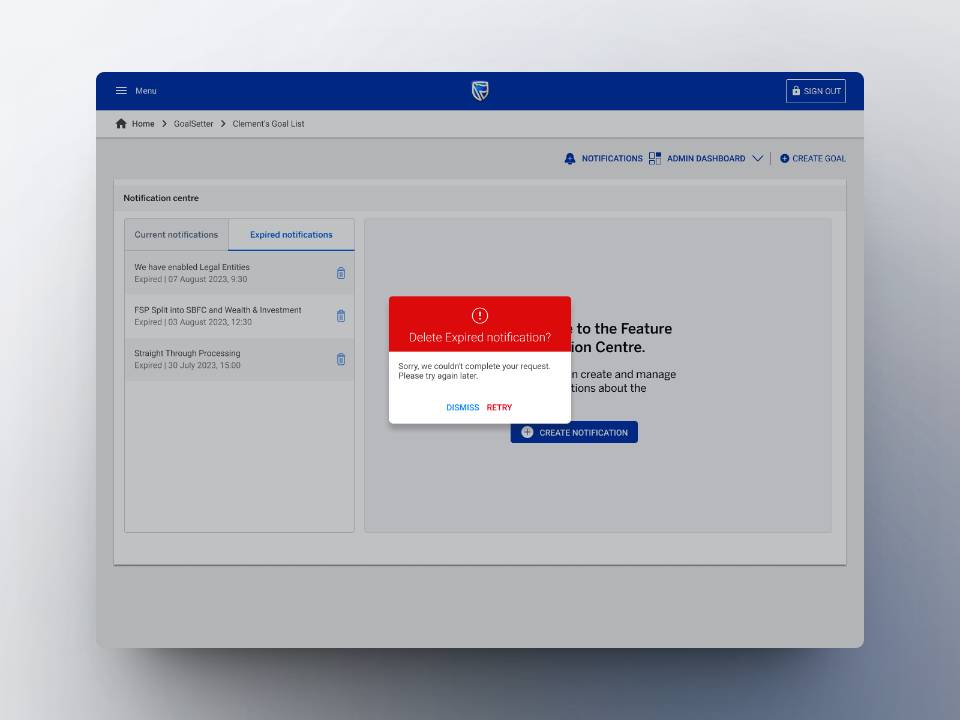Standard Bank Group, Goalsetter | Notifications Centre gallery image